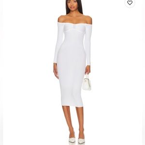 REVOLVE X L’Academie White Knit Bustier Dress